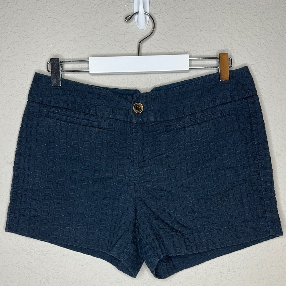 Banana Republic Factory Navy‎ Blue Textured Single Button Mid Rise Shorts Size 6